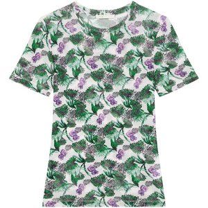 Maje Thomasi Floral Print Crewneck Stretch Jersey Tee Size Small